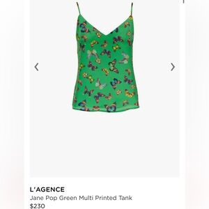 Lagence Green Silk Butterfly Cami